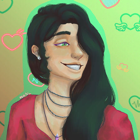 desenho de demonstração para foto de perfil com a minha oc - Yumi